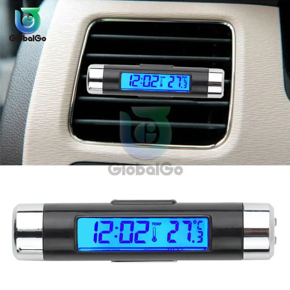 2-in-1 Car Clock Thermometer With Clip Automotive Digital LCD Backlight Temperature Meter Tester Home Mini | Инструменты