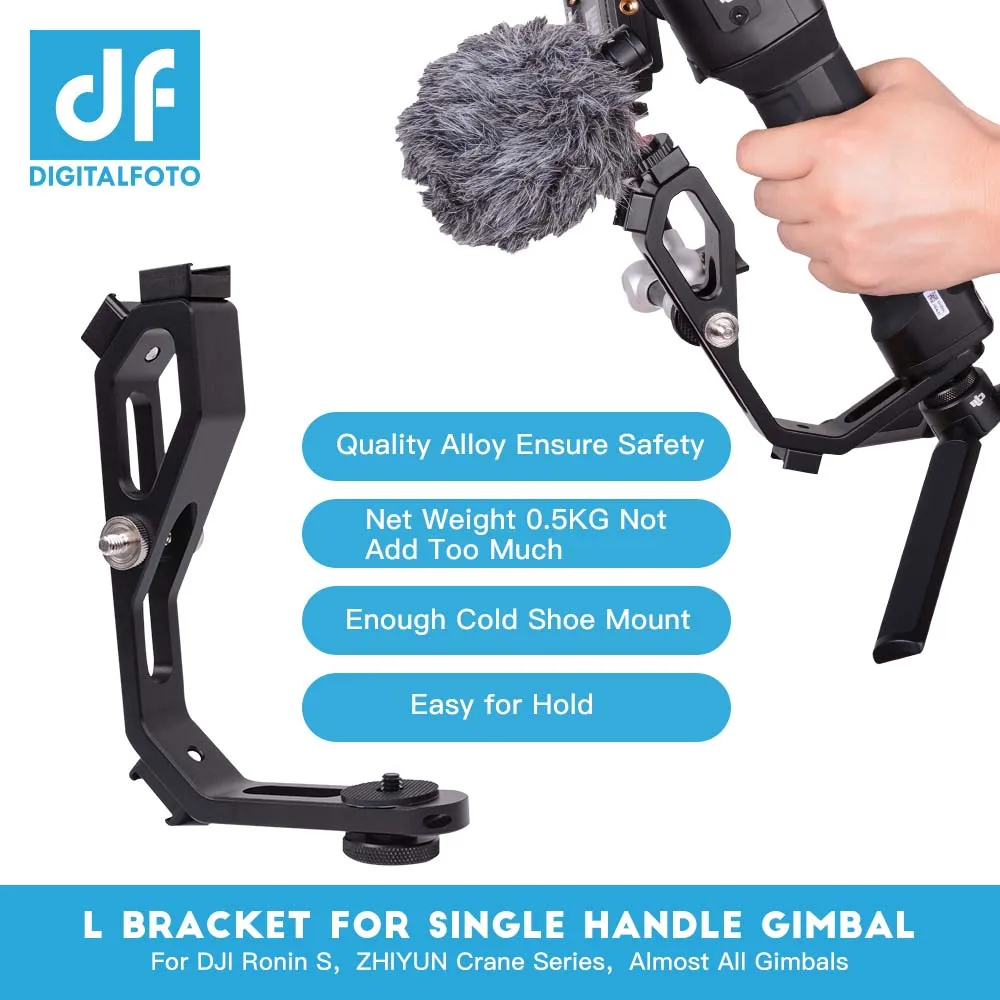 L bracket with 3 hot shoe mount Handle magic arm for gimbal attach monitor Mic zhiyun crane 2/MOZA/feiyu/Dji Ronin S accessories