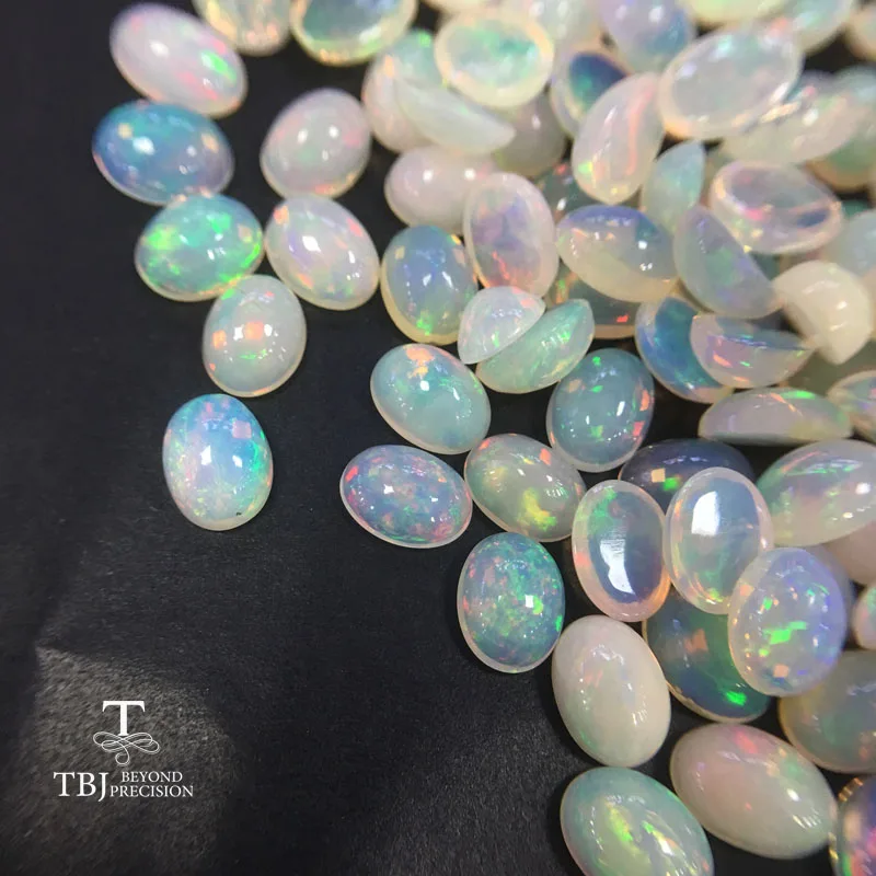 

Tbj ,Natural ethiopian colorful opal ov6*8mm top quality ard 0.7ct natural precious gemstones for 925 sterling silver jewelry