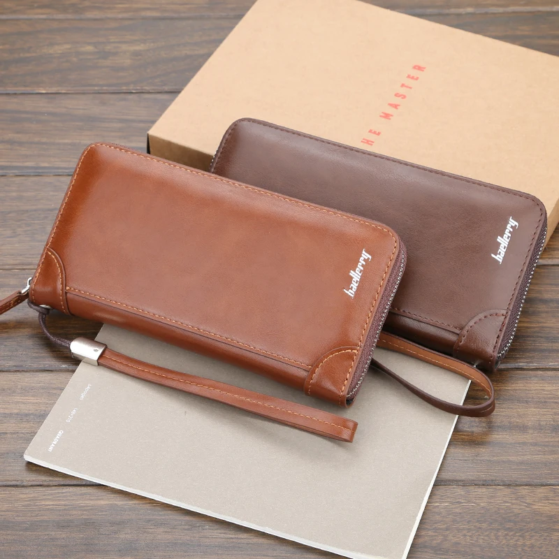 Кошелек для монет мужской кожаный визитница кошелек модный длинный клатч с