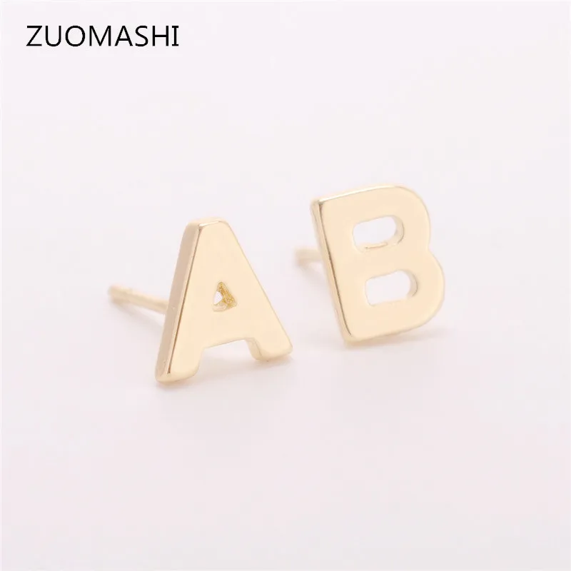 2017 новая мода маленькая начальная шпилька подружки невесты подарок буквы серьги