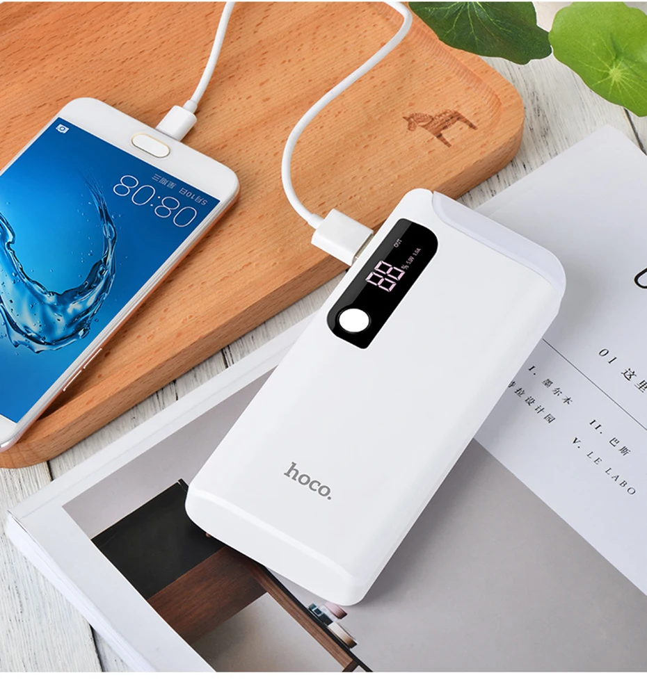 HOCO 15000 мАч 18650 USB внешний аккумулятор с светодиодный настольной лампой и источником питания портативный внешний аккумулятор Универсальное зарядное устройство для мобильного телефона