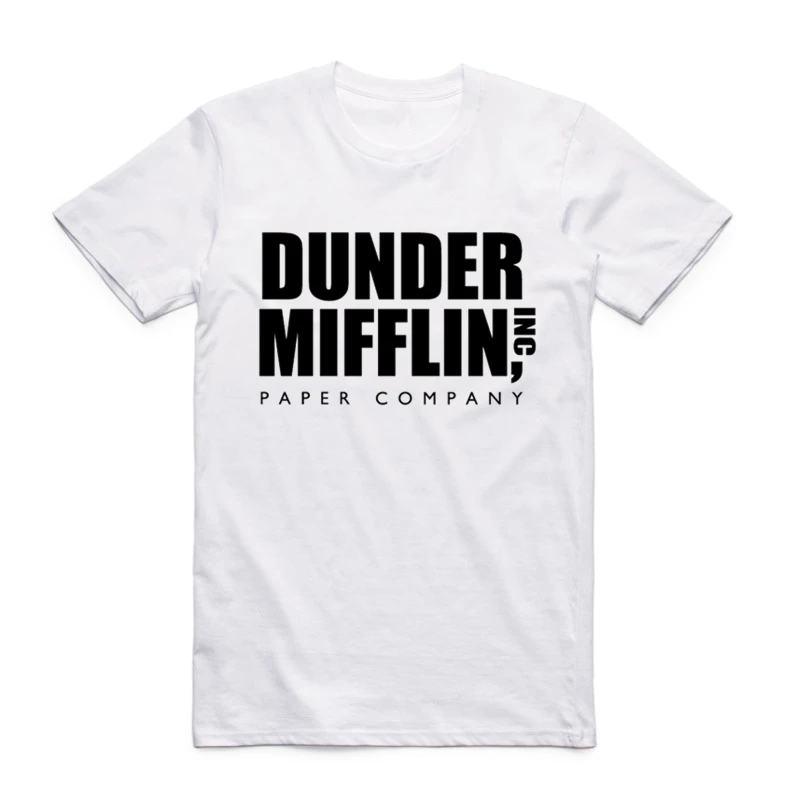 Женская белая футболка с коротким рукавом и круглым вырезом|dunder mifflin|white t-shirttv show |