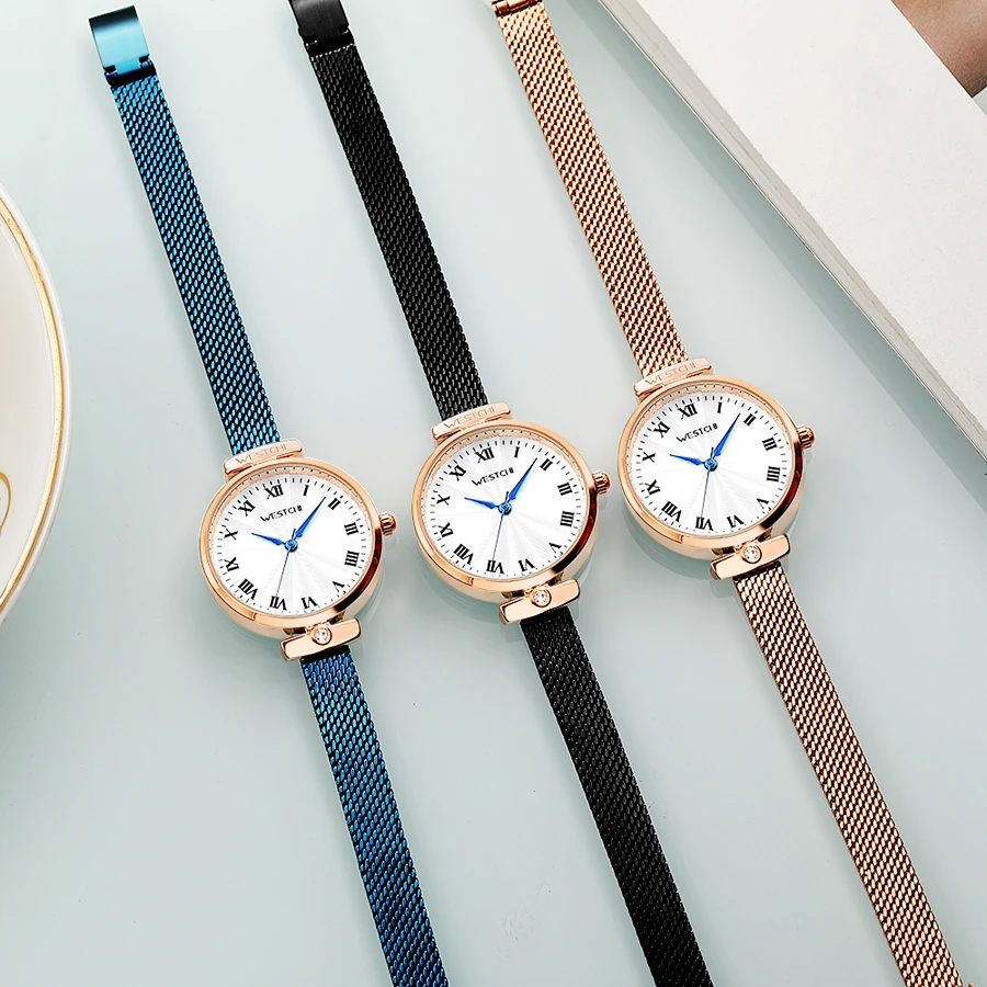 Женские часы с тонким ремешком WESTCHI брендовые водонепроницаемые простые со