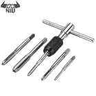 Набор метрических сверл DANIU, 6 шт., набор сверл с храповым краном и Т-образной ручкой, инструмент для машиниста с винтовым краном, ручная легированная сталь