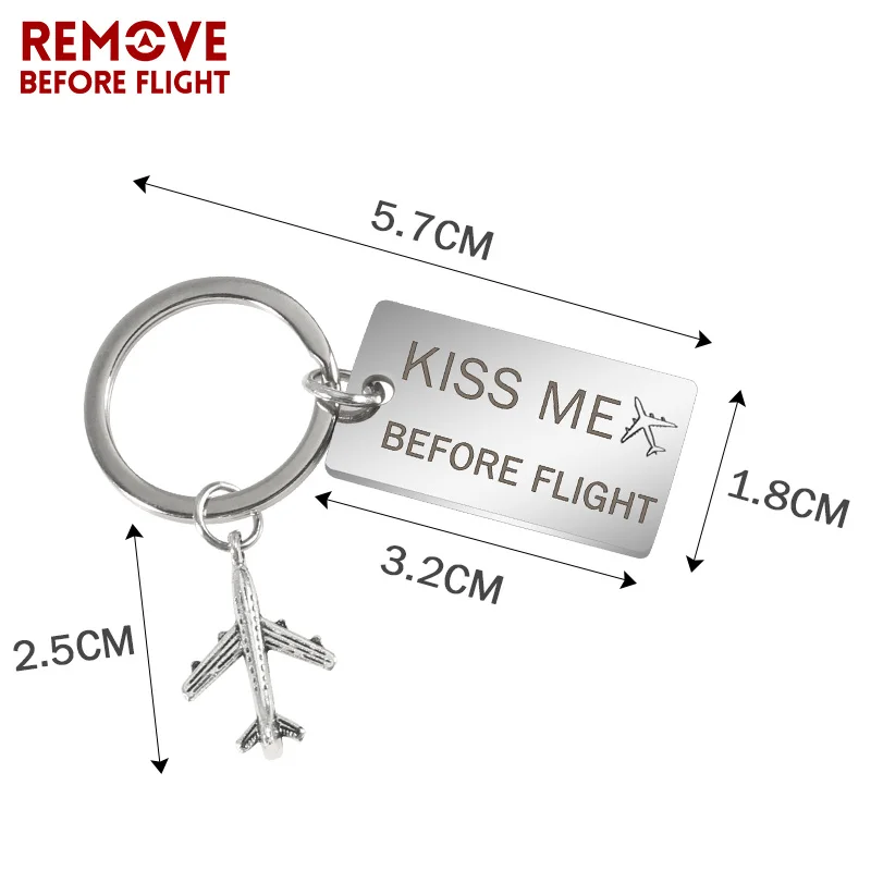 Брелок Kiss Me перед полетом из нержавеющей стали гравированный автомобильный