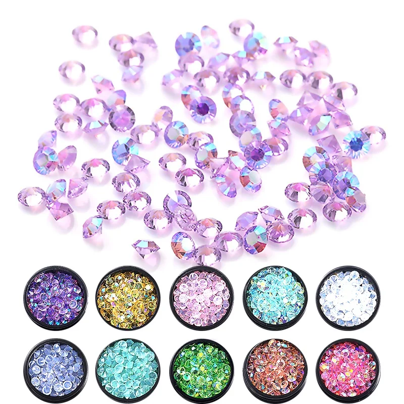 Красивые украшения для ногтей 10 видов цветов острый низ Стразы AB Цвет прозрачные