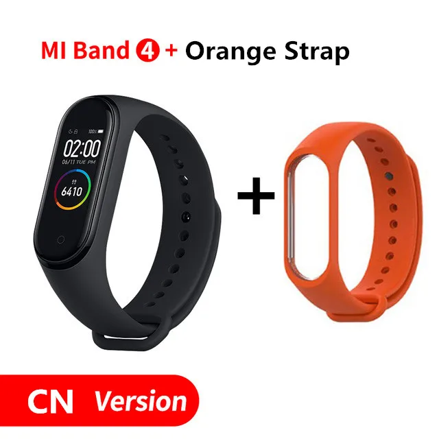 CN orange strap Xiaomi Mi смарт-браслет 4 цветной экран пульсометр фитнес 135 мАч Bluetooth 5,0 спортивный водонепроницаемый браслет - Цвет: CN orange strap