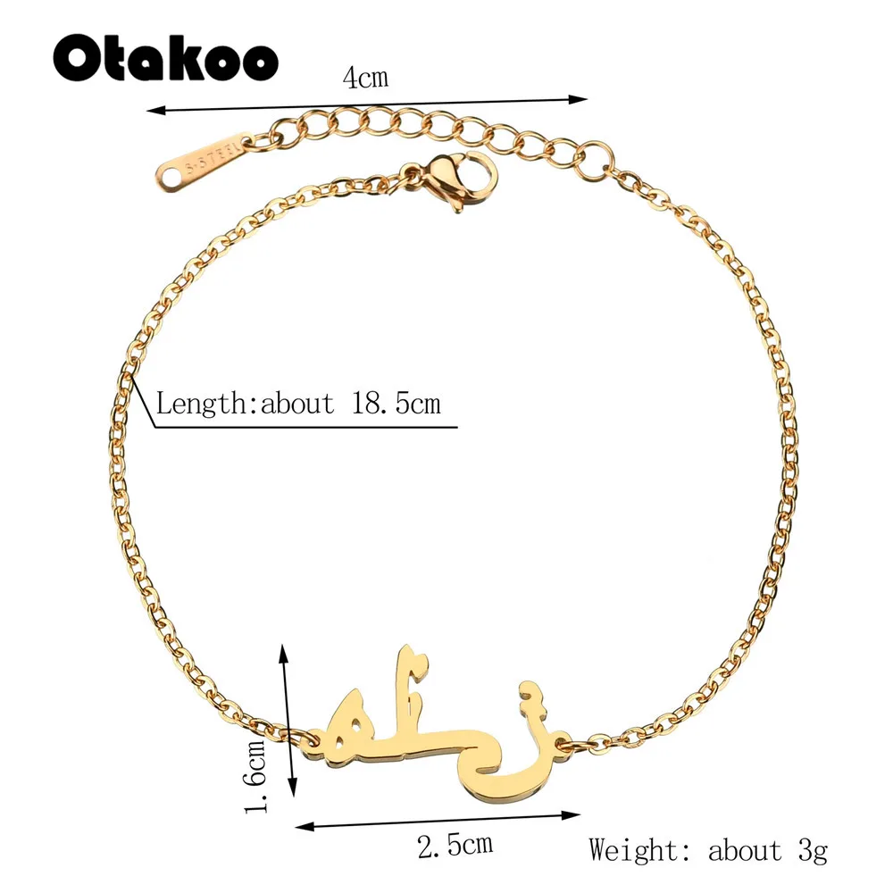 Otakoo Arabic Name Bracelet For Women BFF Gold Bracelets &amp Bangles Pulseras Mujer Bridesmaid Gift Islam Jewelry | Украшения и