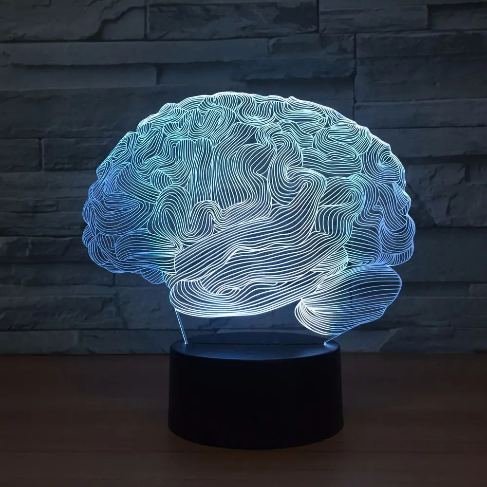 USB Новинка светильник мозг Carebellum лампа с 3D оптической иллюзией 7 цветов Изменение