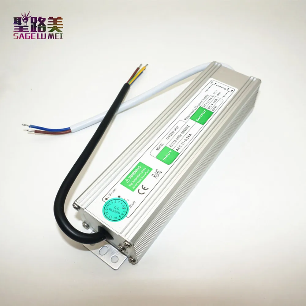 best price 12V 50W Electronic Waterproof led strip Driver Led Outdoor Power Supply AC110V-260V DC12V waterproof power supply | Лампы и