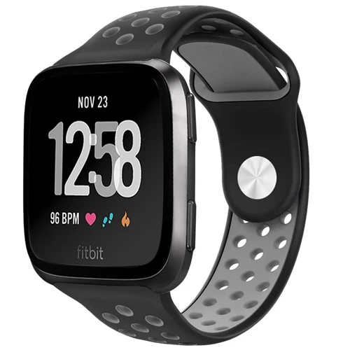 Black Gray Для Fitbit Versa Lite ремешок для Fitbit Versa для женщин Мягкий силиконовый спортивный ремешок с вентиляционными отверстиями для Fitbit Versa - Цвет: Black Gray