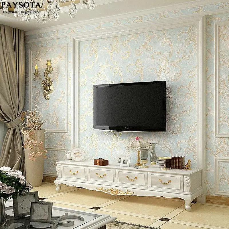 PAYSOTA зеленые листья бронзовая Нетканая настенная бумага Гостиная Спальня ТВ