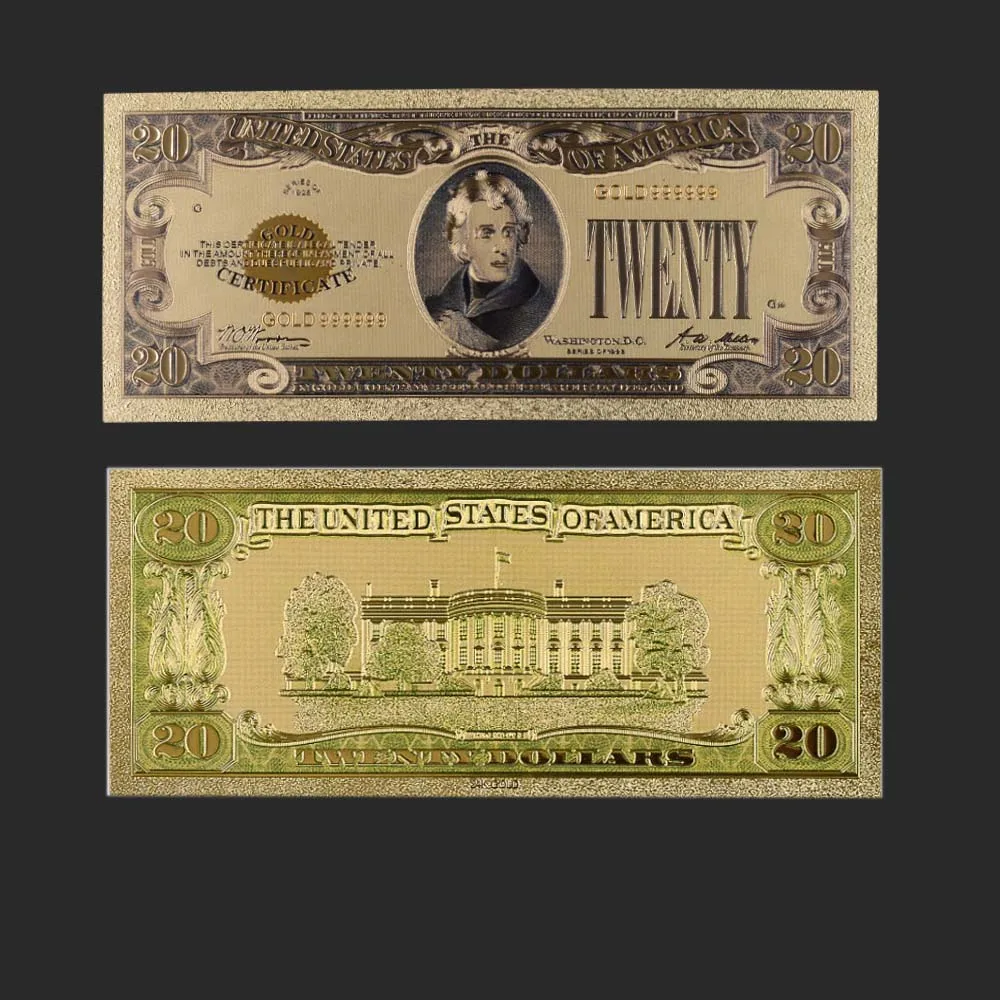 1928 год Красочные банкноты США 20 Долларовые купюры банкнотной в 24 каратное