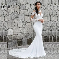 lorie mermaid wedding dresses 2019 long sleeve bride dresses lace appliques wedding gowns o neck turkey vestidos de noiva custom