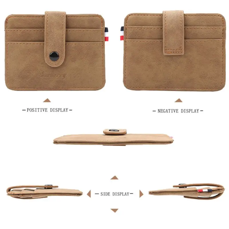 

Retro Button Purse Men's Leather Thin Slim Business Wallet ID Credit Card Holder