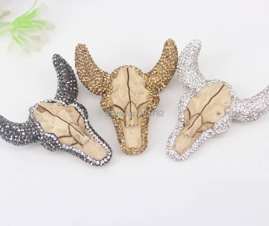 3 шт. модные подвески из смолы крупного рогатого скота украшенные искусственными