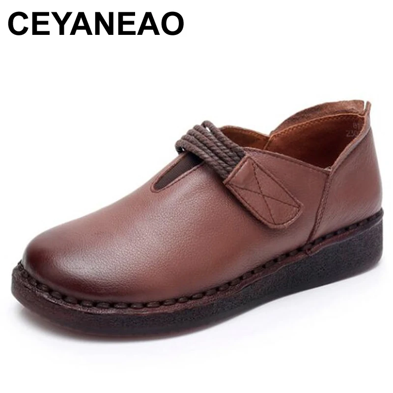 CEYANEAO 2018 новый стиль удобные женские туфли на плоской подошве ретро ручная работа