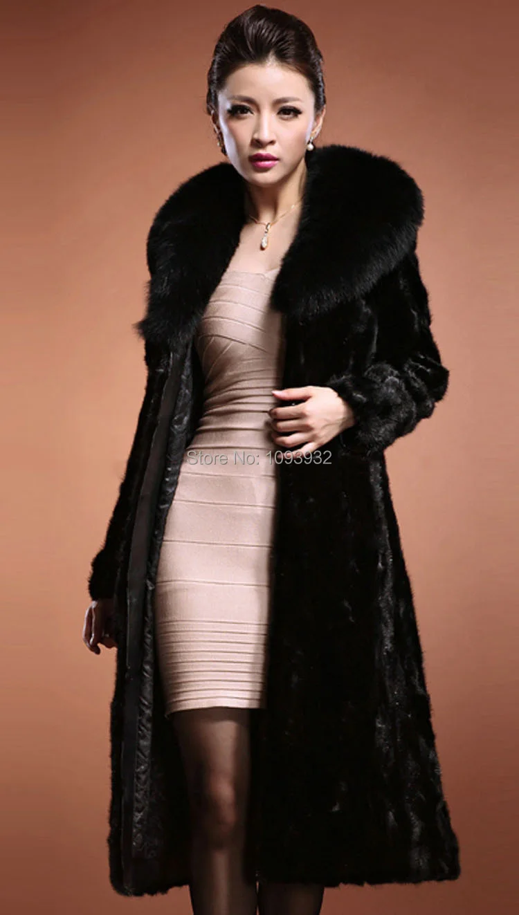 Пальто женское утепленное из искусственного меха норки размер размера плюс XXXL 4XL