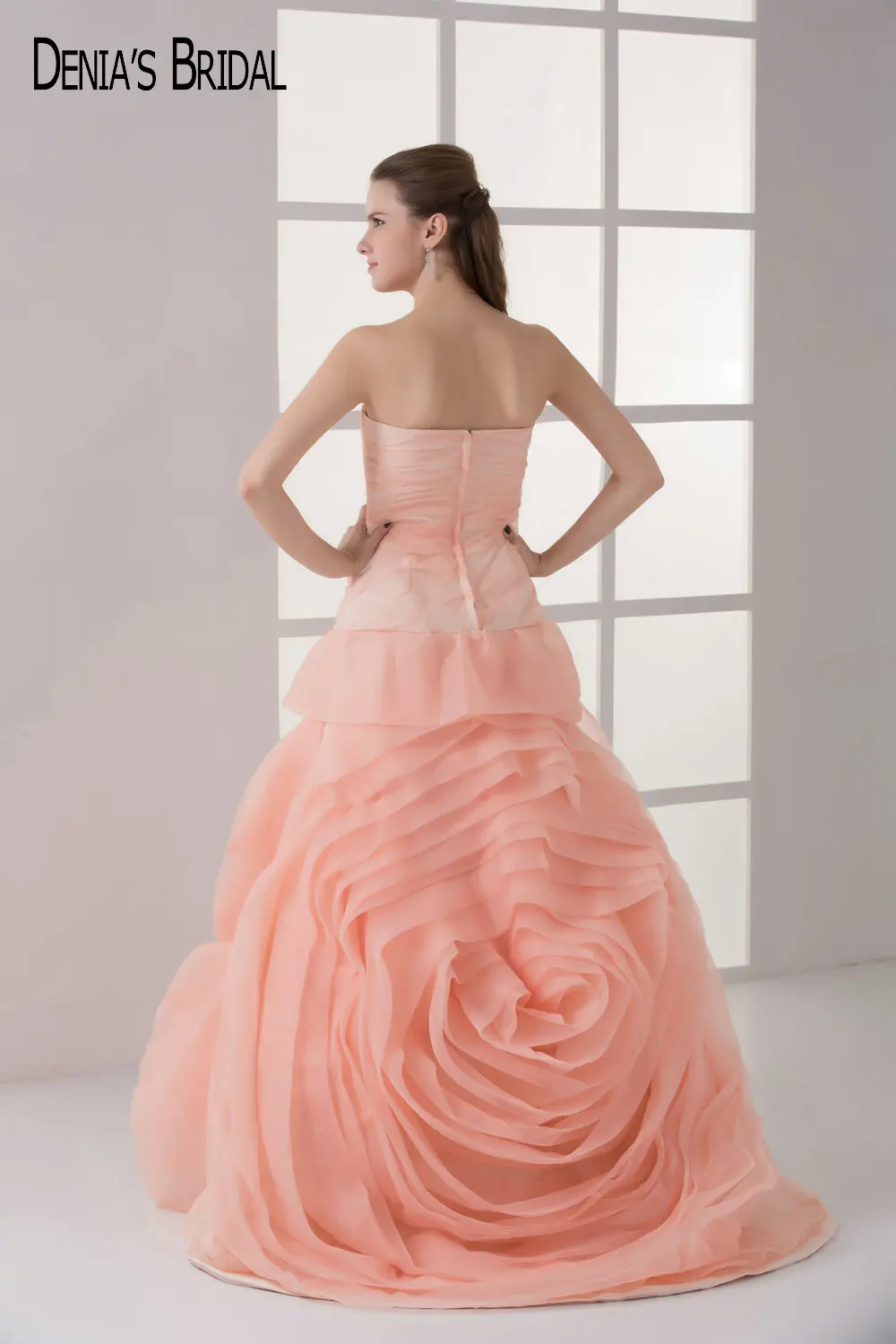 2017 Mermaid Pink Evening Dresses with Strapless Neckline Floor Length Backless Big Pleats Beaded Sleeveless Party Prom Gowns | Свадьбы и