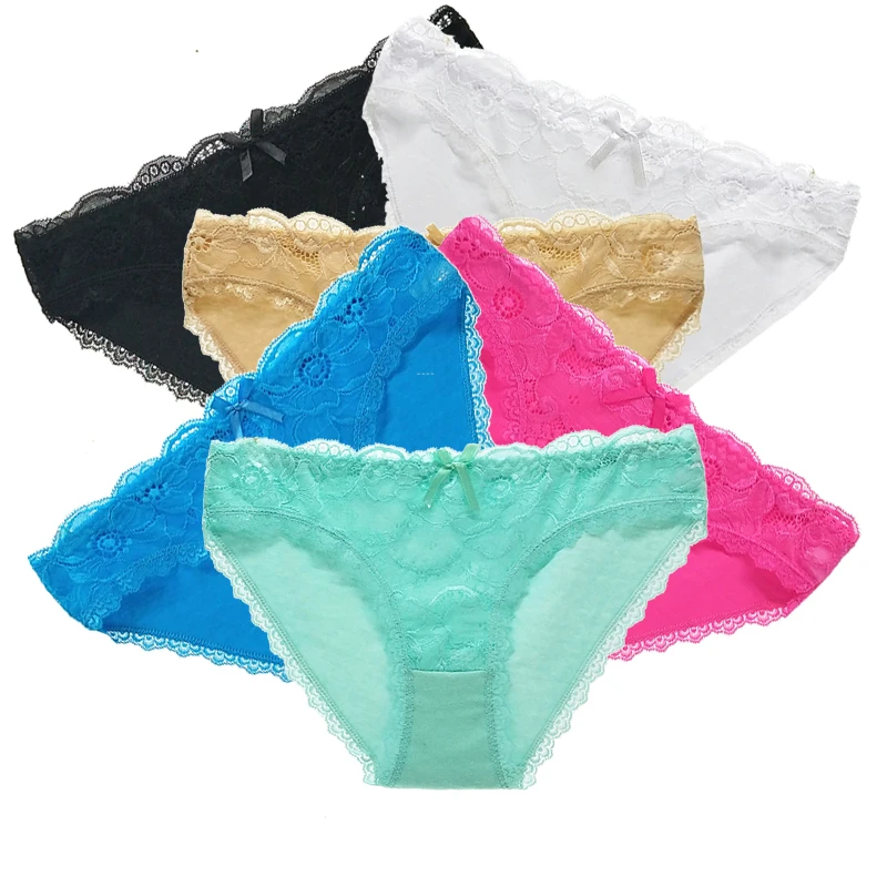 6 шт. сексуальное кружевное нижнее белье трусы Женское дышащее хлопковое женское