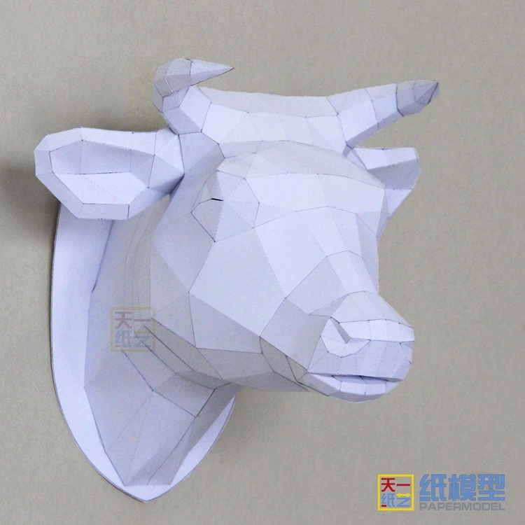Bullhead Бумажная модель Сделай Сам гостиная настенные декорации животное художественное моделирование подарки с головой украшения