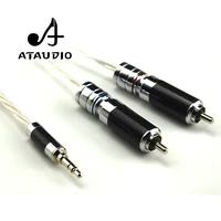 ataudio hifi silver plated 3 5mm to 2rca cable hi end 3 5 aux to double rca mp3mp4 computer amplifer interconnector cable