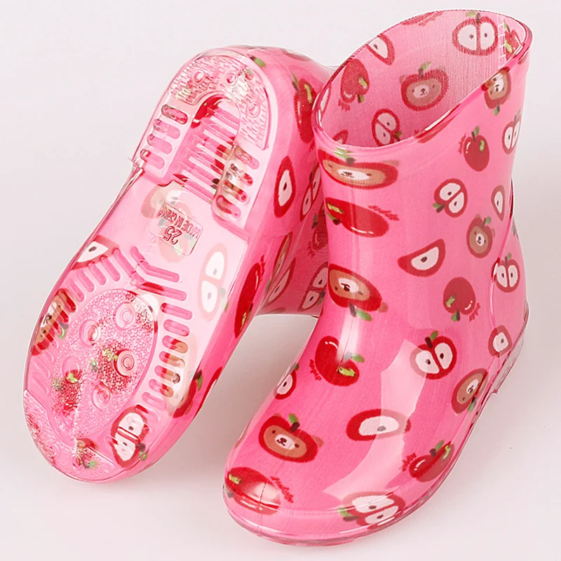 

Children Rain Boots PVC Waterproof Rubber Print Boys and Girls Antiskid Boots Infant Baby Slip-on Kids Rain Shoes