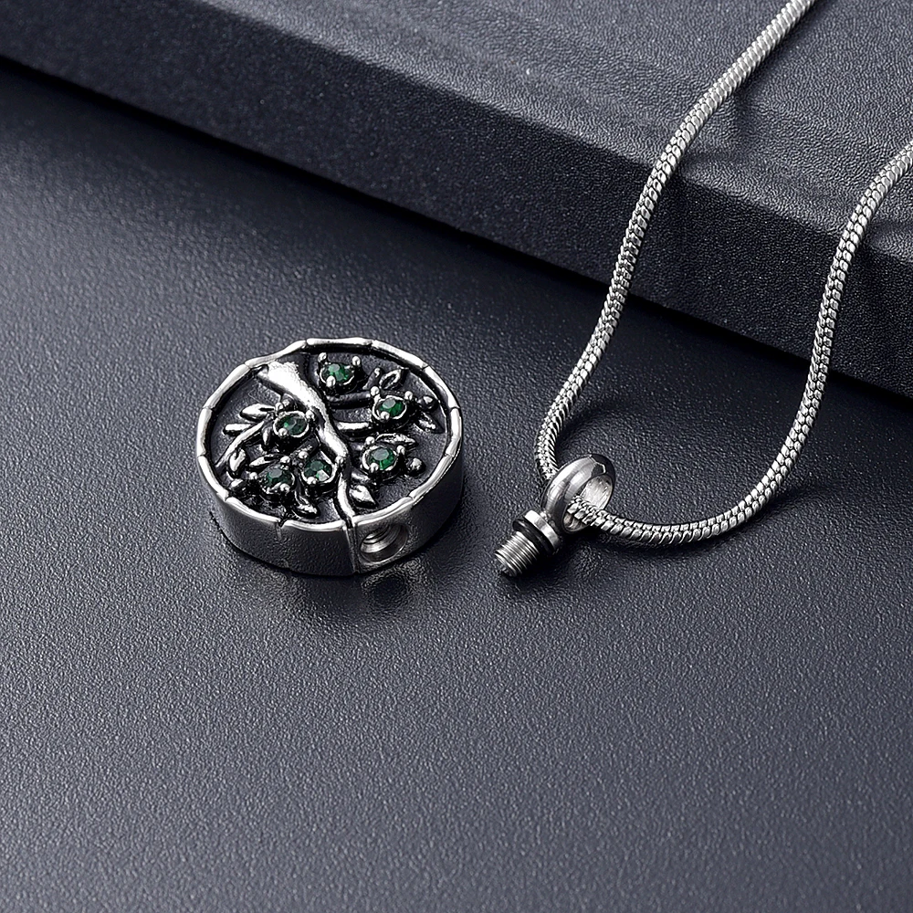 IJD10746 Hold Green Zircon Circle Of Life ожерелье для кремации Urn праха любимого человека памятные