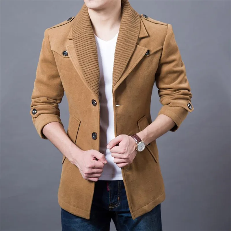 High Quality Double Neck Trench Coat Winter Thicken Man Fashion Windbeaker Warm jacket Men's Business Casual Coats | Мужская одежда