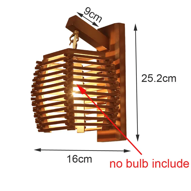 Wood color no bulb Креативный винтажный китайский бамбуковый настенный светильник E27 настенный светильник для коридора отеля ktichen dinging для ресторана кафе светильник - Цвет абажура: Wood color no bulb