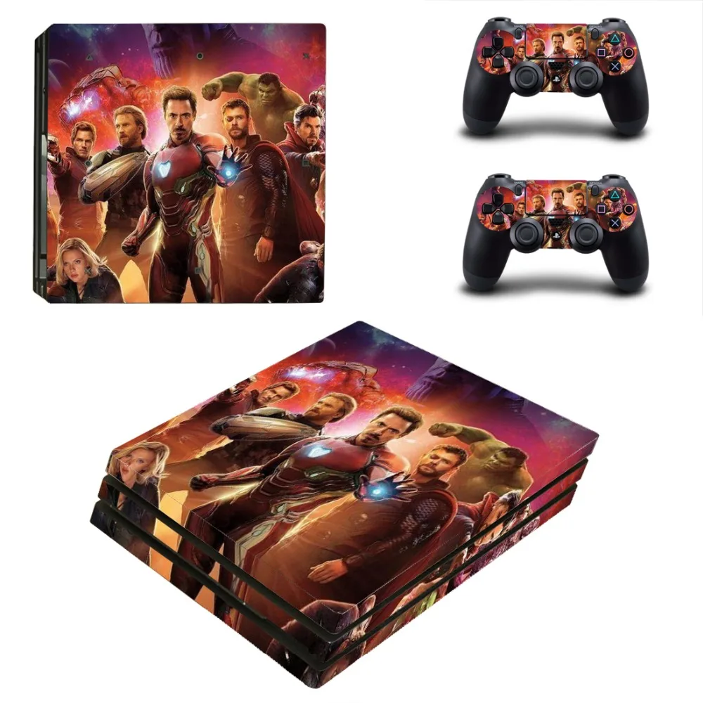 Виниловая наклейка на кожу для Playstation 4 и 2 контроллеров PS4 Pro Мстители Endgame