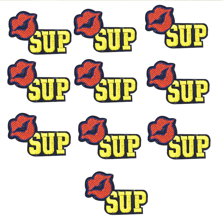 10 шт SUP kiss mouth значки Горячие патчи для одежды вышитые приклеивания утюгом