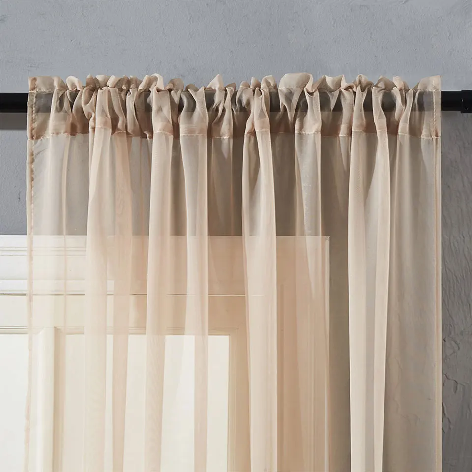 light brown CDIY, однотонные тюлевые занавески s для гостиной, спальни, кухни, современные отвесные занавески s, вуаль, занавески, Costom - Цвет: light brown