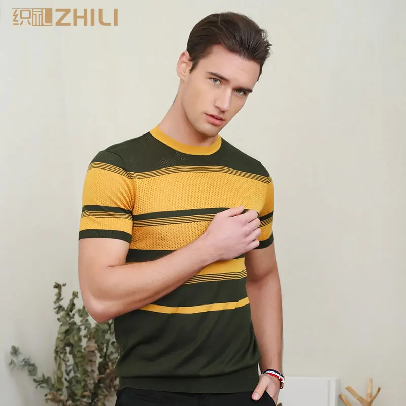 

ZHILI Men's Big Striped T-Shirt