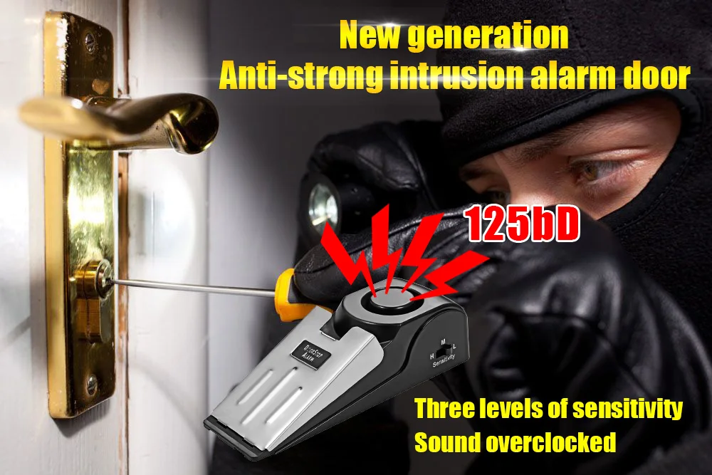 5ps Anti-theft Burglar Stop System Security Home Wedge Shaped Door Stop Stopper Alarm Block Blocking System 125 dB