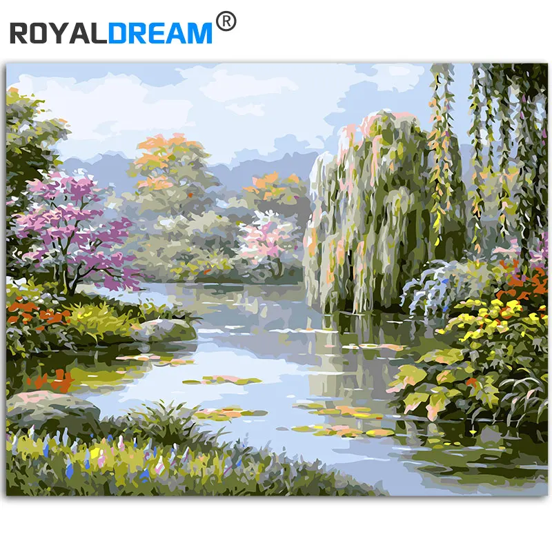 Набор для рисования по номерам на холсте весна парк ROYALDREAM | Дом и сад