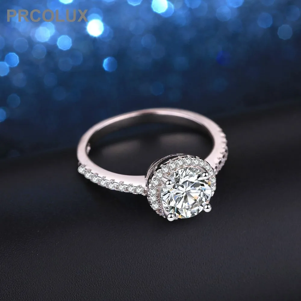 PRCOLUX мода Девушка круглой огранки кольцо посеребренные белый обещание
