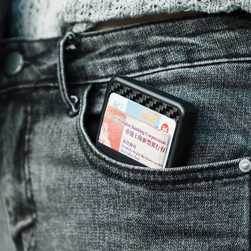 EASTNIGHTS бумажник из углеродного волокна Rfid мужской скользящий всплывающий ID