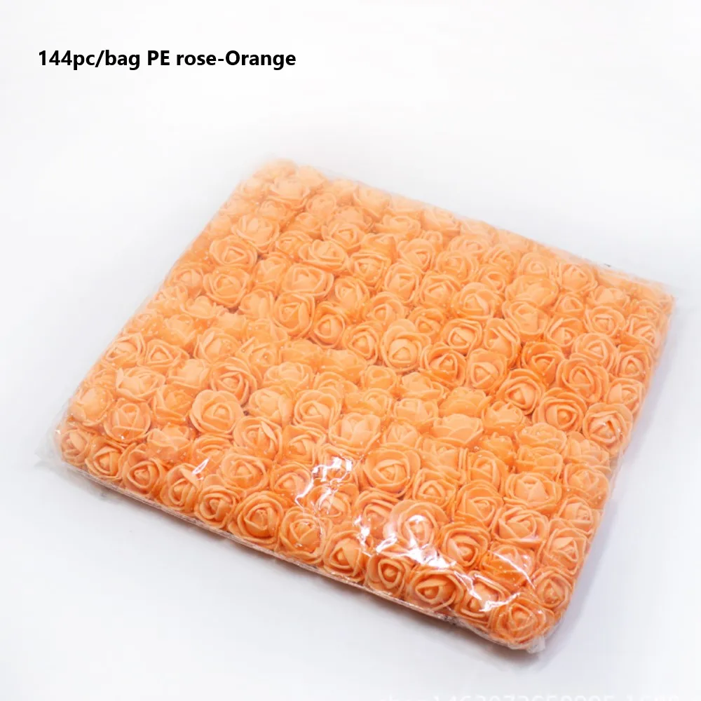 144pc-Orange rose 144 шт./лот, плюшевый мишка из роз, пенопластовый Мишка, искусственный плюшевый мишка из розы, декоративная форма мишки из розы, искусственный цветок из пенопласта, форма медведя из розы - Цвет: 144pc-Orange rose