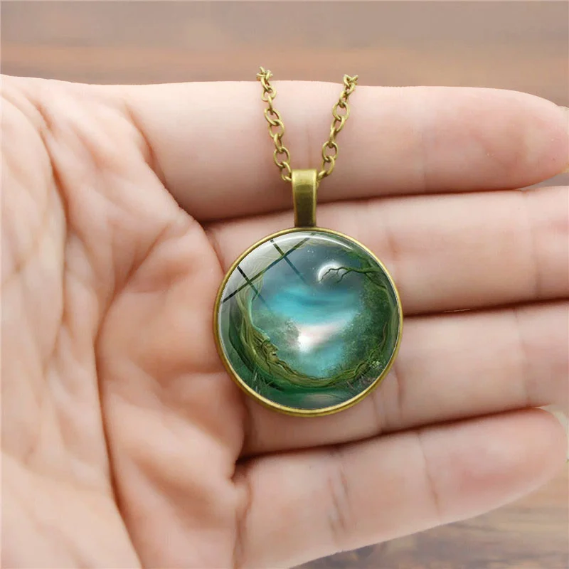 Ожерелье с подвеской Life Tree moon винтажное ожерелье из стекла в виде кабошона