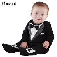 kimocat spring autumn long sleeve baby boy clothes 100 cotton gentleman handsome bow tie newborn lucky child jumpsuits rompers