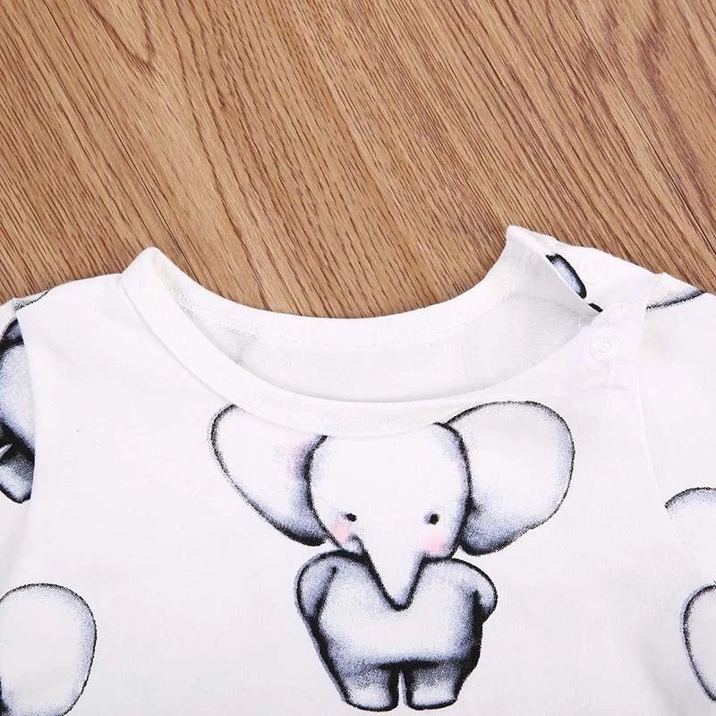 Детский хлопковый комбинезон с длинным рукавом принтом слона|baby clothing|outfits girlsoutfit