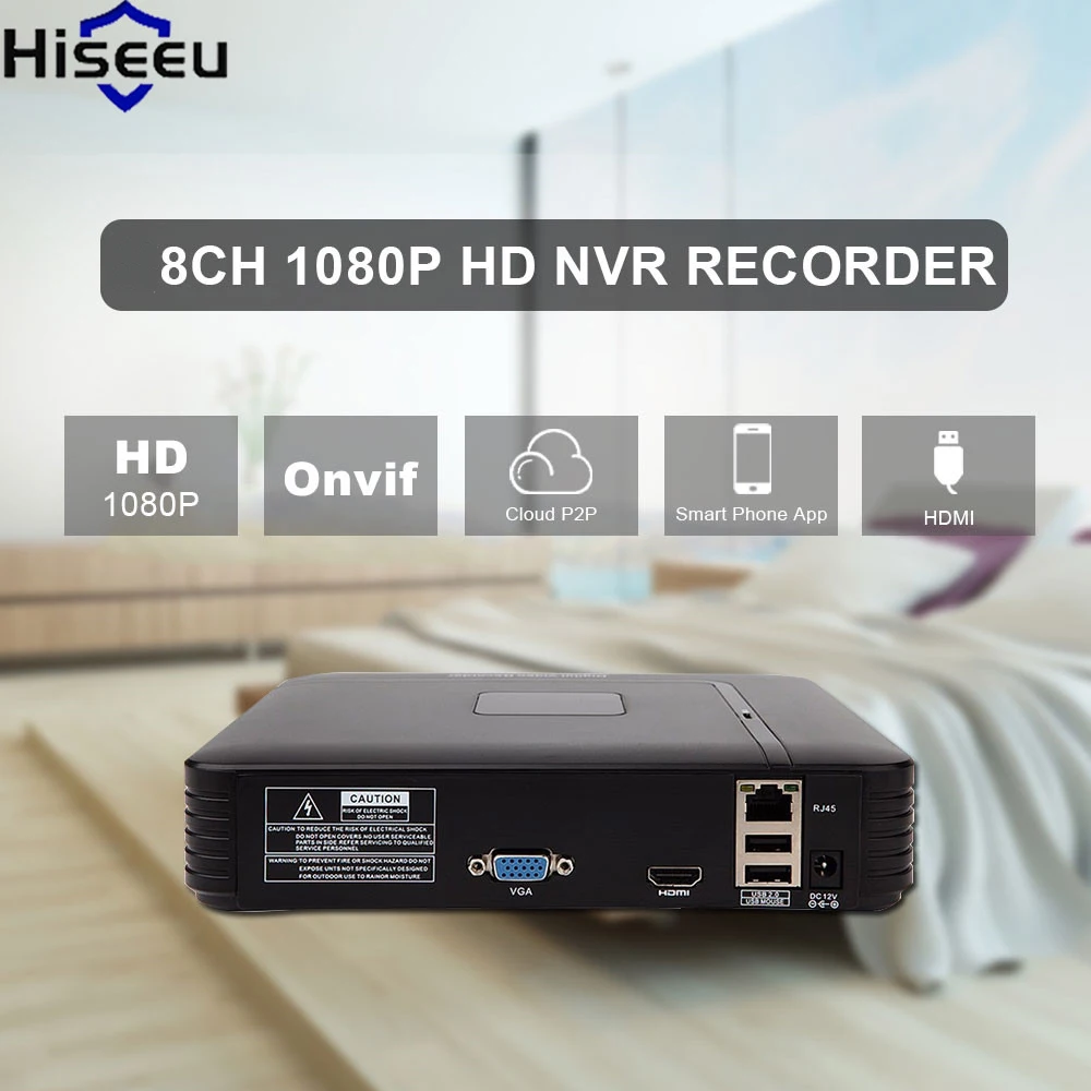 Hiseeu Nvr H.264 VGA HDMI 8CH CCTV NVR 4 канала мини для камер видеонаблюдения Видео цифрового