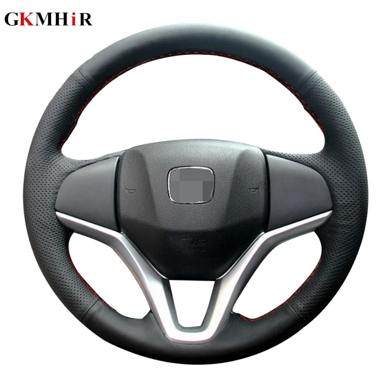 

DIY Hand-stitched Black Artificial Leather Steering Wheel Cover for Honda Fit City Jazz 2014 2015 HRV HR-V 2016