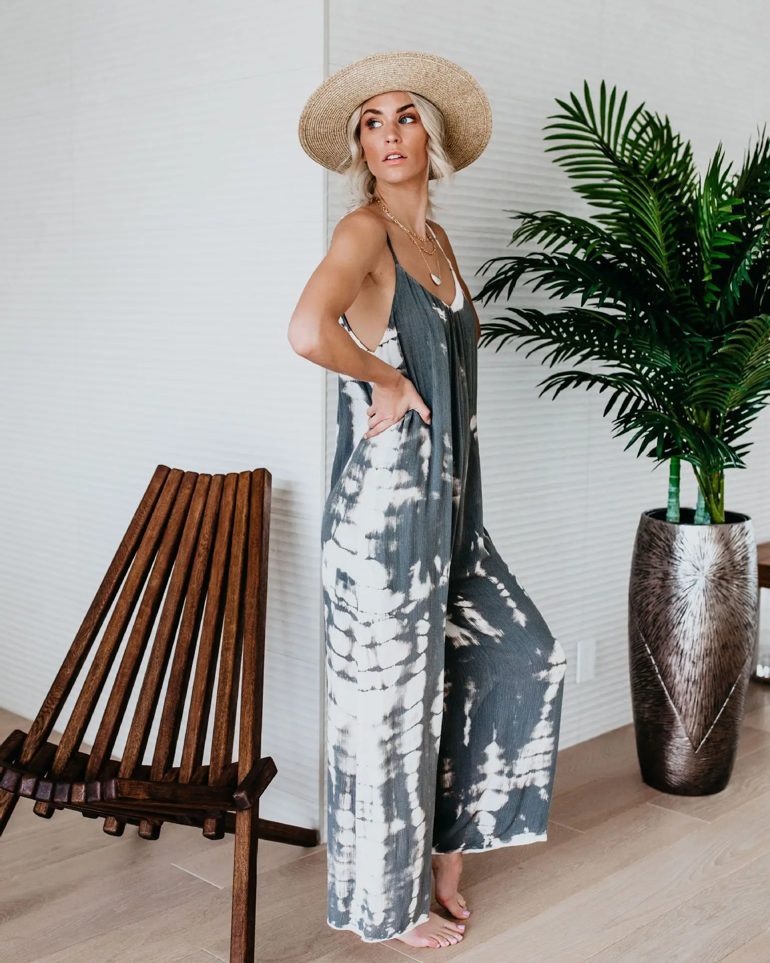 Office Lady Print Womens Jumpsuit Romper Fashion One Piece Playsuit Women O Neck Oversized Clothing | Женская одежда
