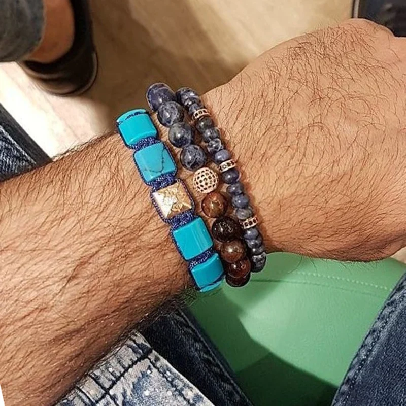 Браслеты с подвесками натуральные зеркальные Квадратные бусины и золотые из