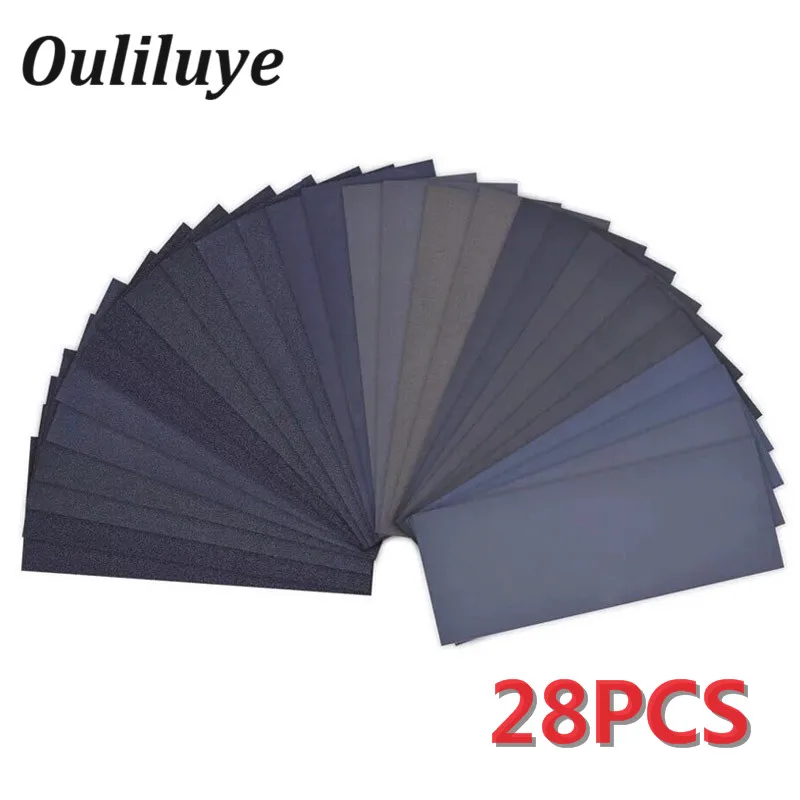 

28PCS Wet/Dry Sand Paper 120 to 3000 Grit Waterproof Sandpaper Grind Paper Sheets Polishing Granularity Wood Emery Abrasive Tool