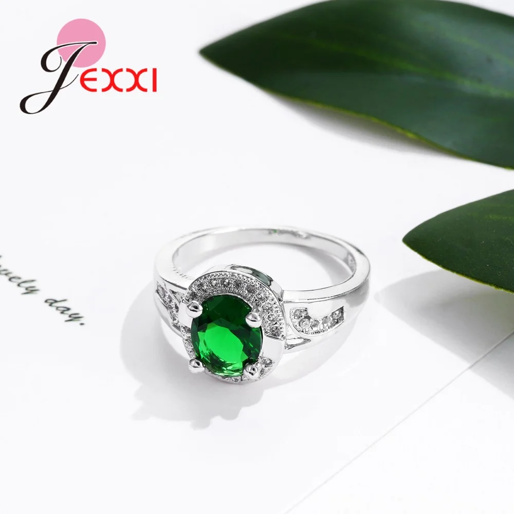 Женское кольцо из серебра 925 пробы с зеленым кристаллом|wedding engagement ring|crystal ringengagement
