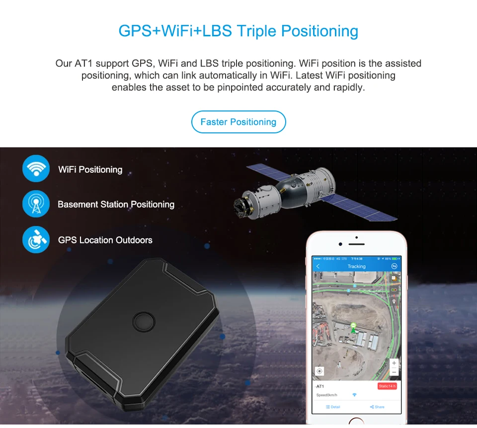 Concox AT1 актив gps трекер с 6000 мАч батарея gps+ LBS+ Wi-Fi позиционирование IP67 водонепроницаемый сильный магнит вскрытия оповещения